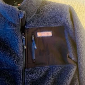 vineyard vines boys Navy Sherpa fleece Shep Full Zip jacket, boys medium (10-12)